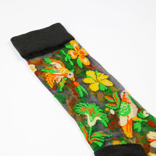 TROPICAL BIRDS SHEER SOCKS