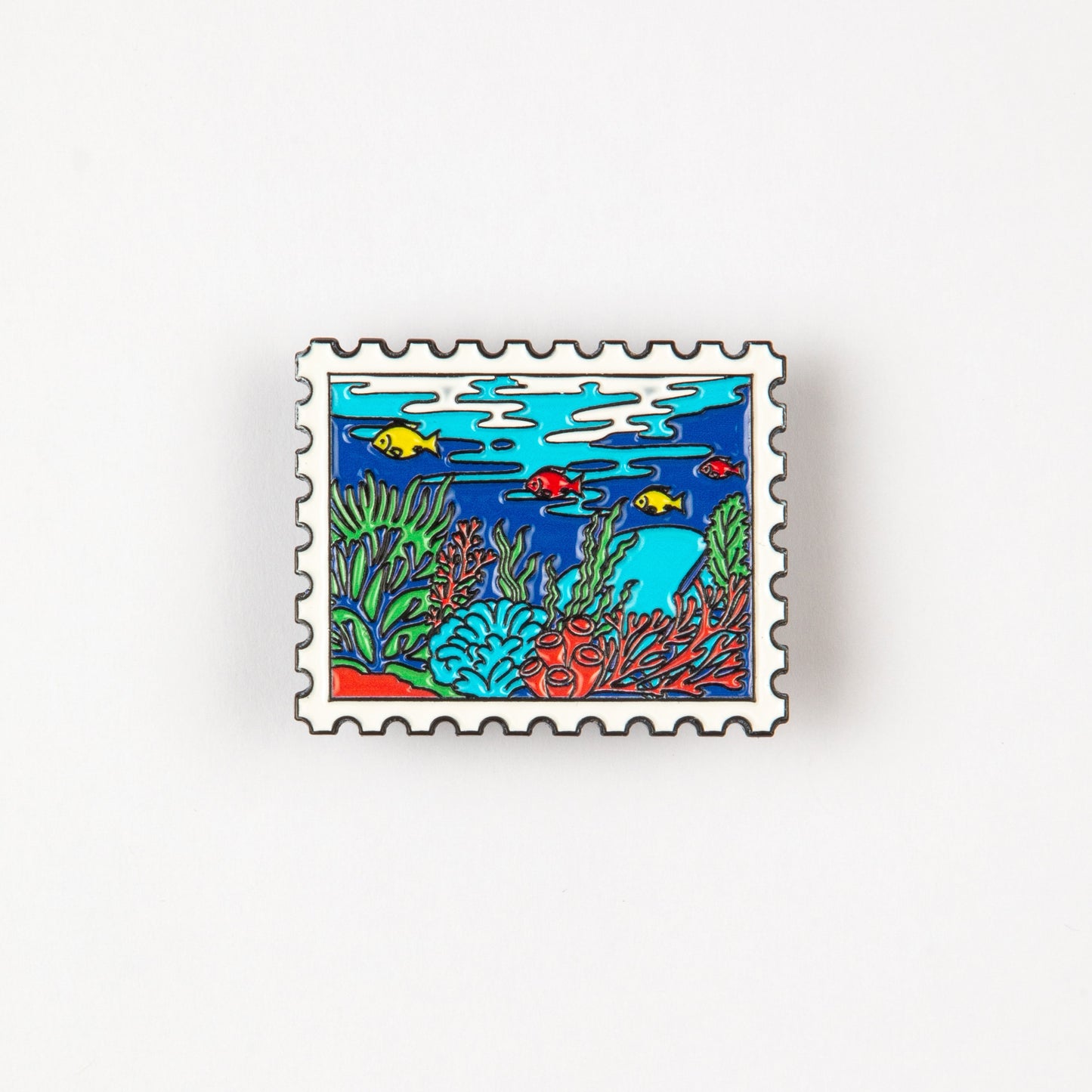 CORAL REEF STAMP ENAMEL PIN BADGE