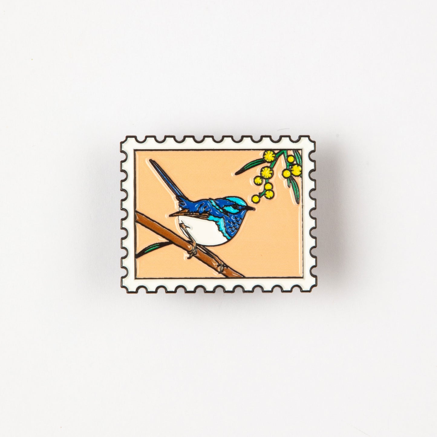 FAIRY-WREN STAMP ENAMEL PIN BADGE