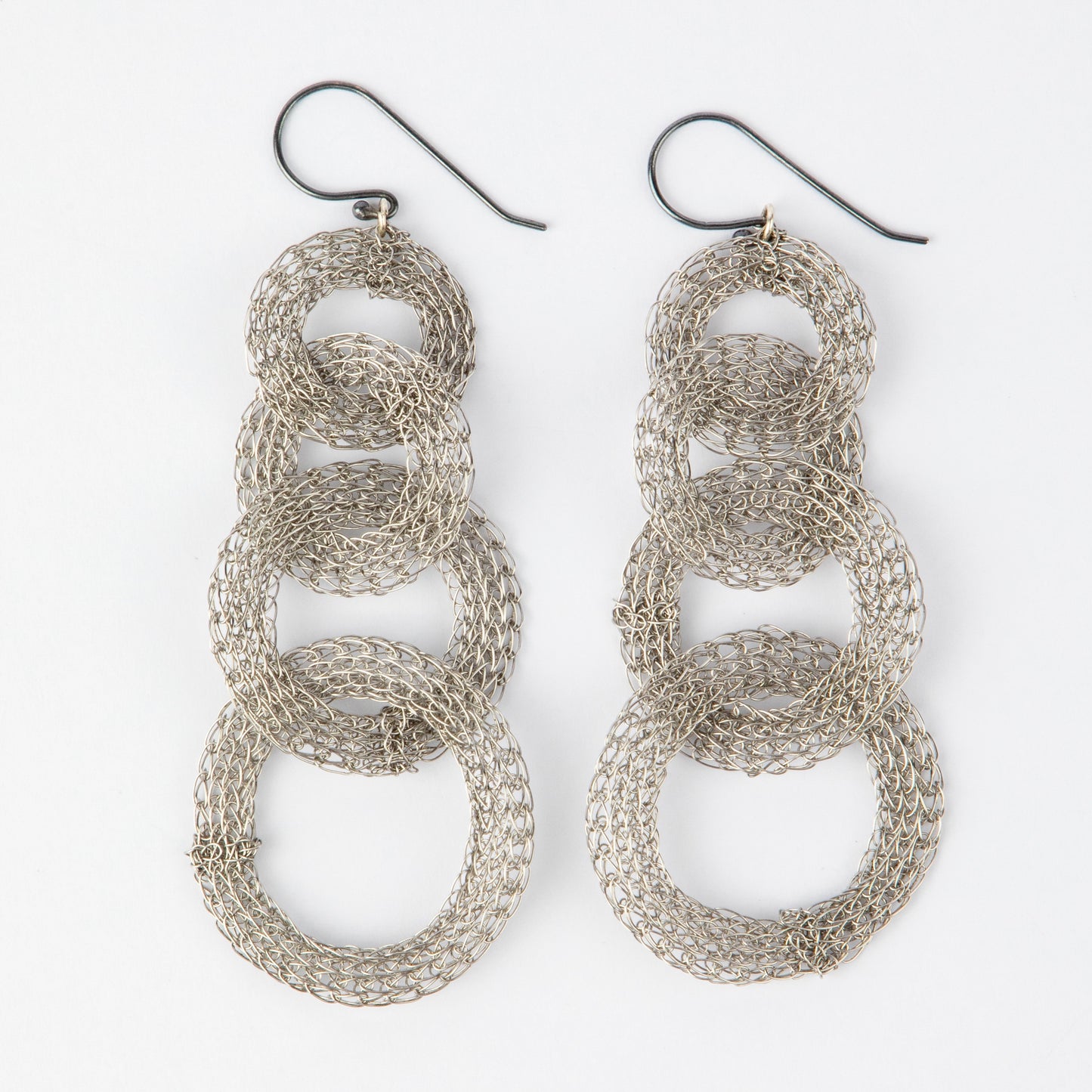 STAINLESS RINGLET DROP EARRINGS