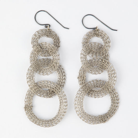STAINLESS RINGLET DROP EARRINGS