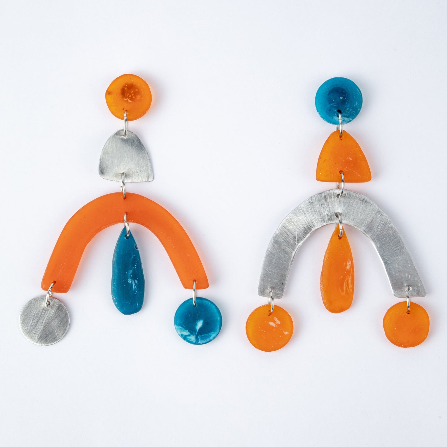 BLUE & ORANGE CHANDELIER EARRINGS