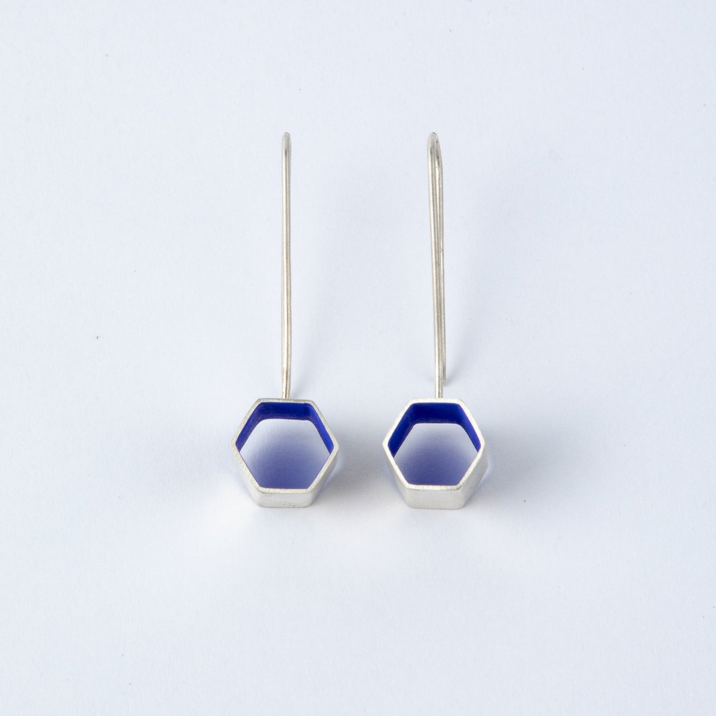 DEEPEST BLUE HEX DROP EARRINGS