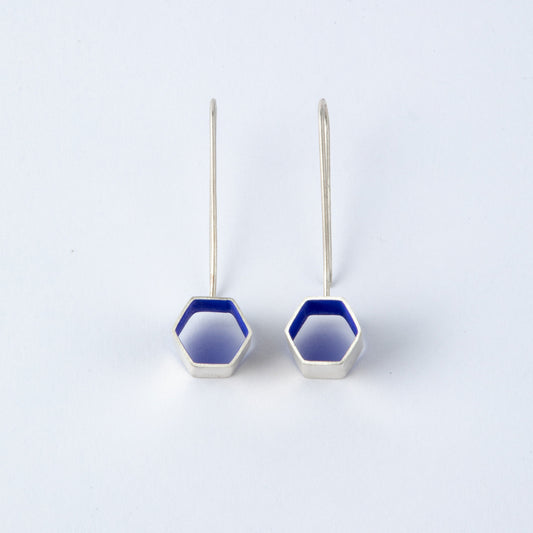 DEEPEST BLUE HEX DROP EARRINGS