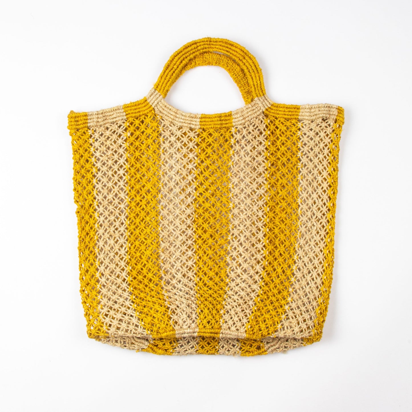 YELLOW STRIPE JUTE BAG