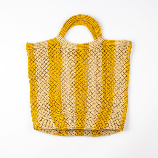 YELLOW STRIPE JUTE BAG