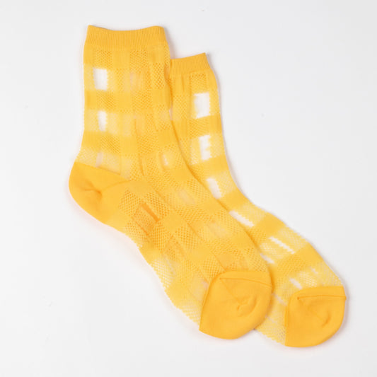 YELLOW CHECKER SHEER SOCKS