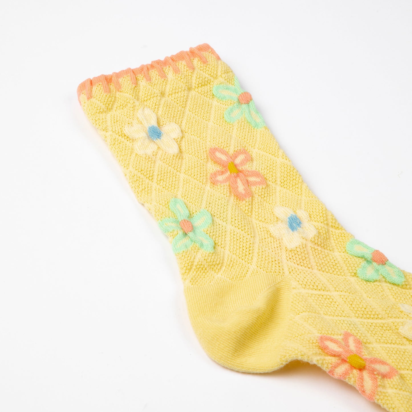 YELLOW SPRING BLANKET STITCH SOCKS