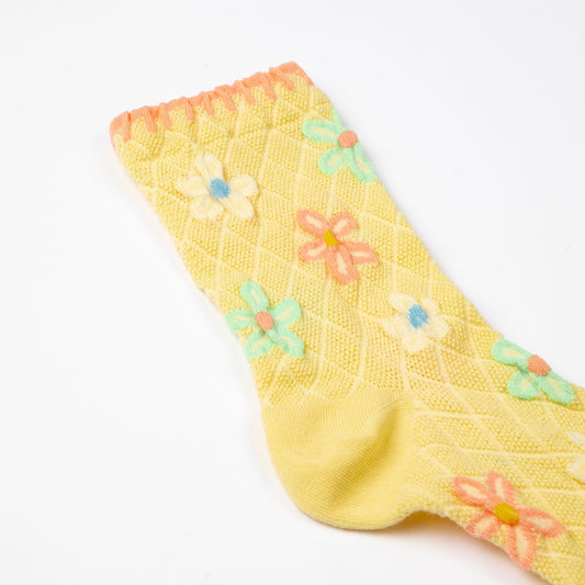 YELLOW SPRING BLANKET STITCH SOCKS