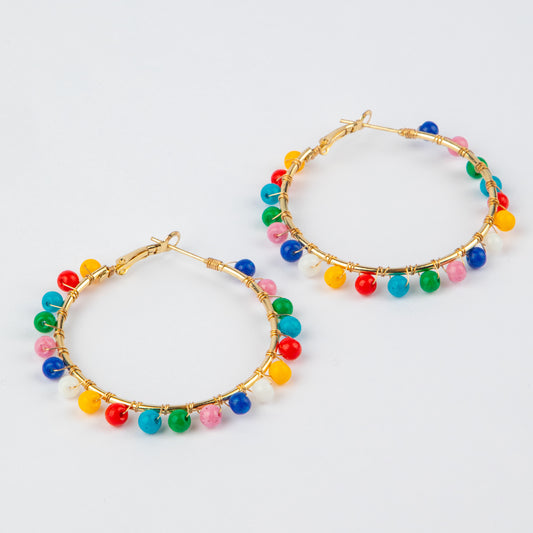 MULTI-BEAD HOOP EARRINGS