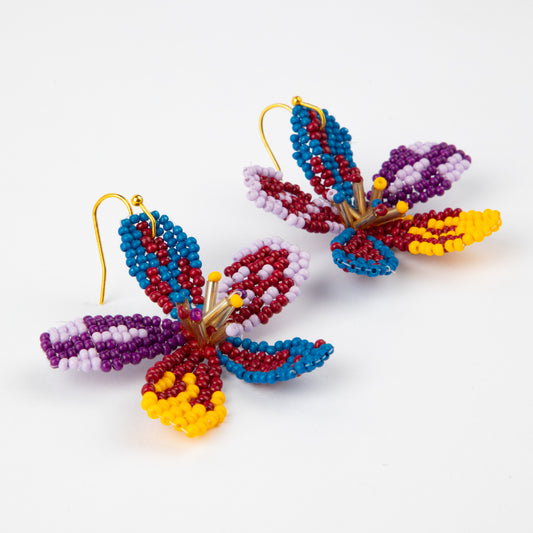 MULTI-COLOURED FLOWER EARRINGS