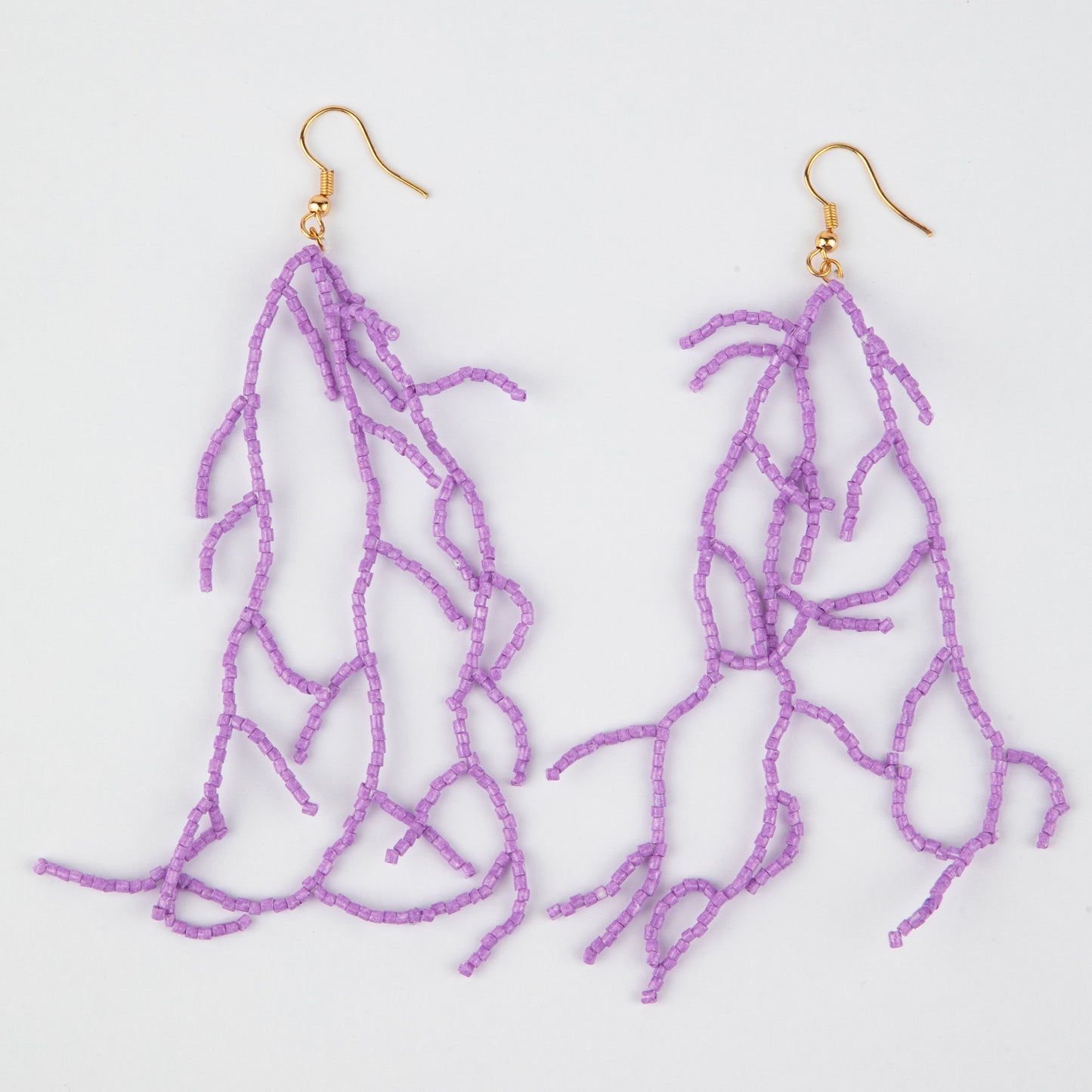 PURPLE CORAL BEADED EARRINGS