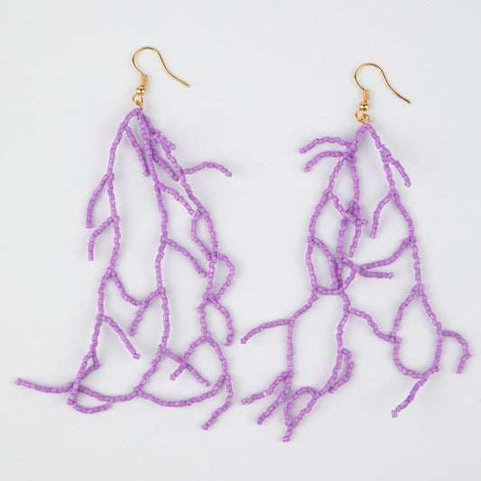 PURPLE CORAL BEADED EARRINGS