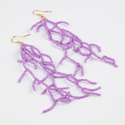 PURPLE CORAL BEADED EARRINGS