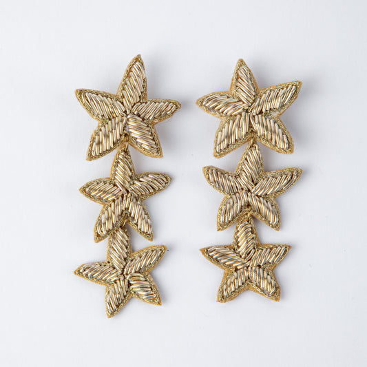 GOLD EMBROIDERED STAR EARRINGS