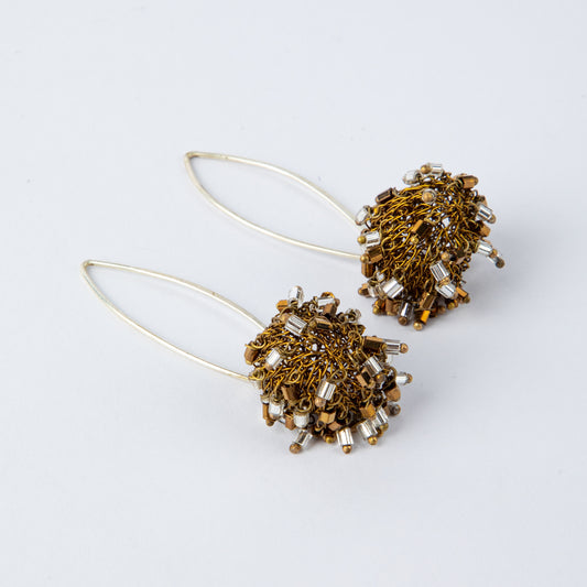 BEADED BRASS DROP EARRINGS