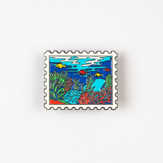 CORAL REEF STAMP ENAMEL PIN BADGE