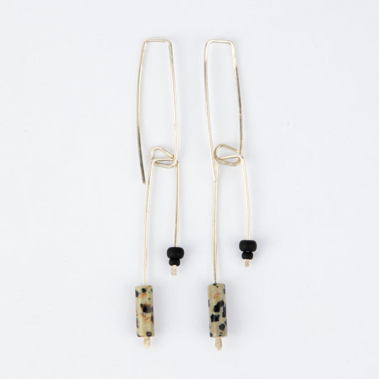 DALMATIAN JASPER RESIN DROP EARRINGS