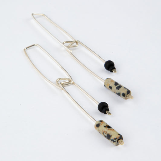 DALMATIAN JASPER RESIN DROP EARRINGS