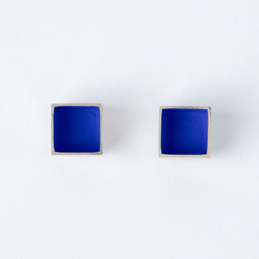 DEEPEST BLUE CUBE STUD EARRINGS