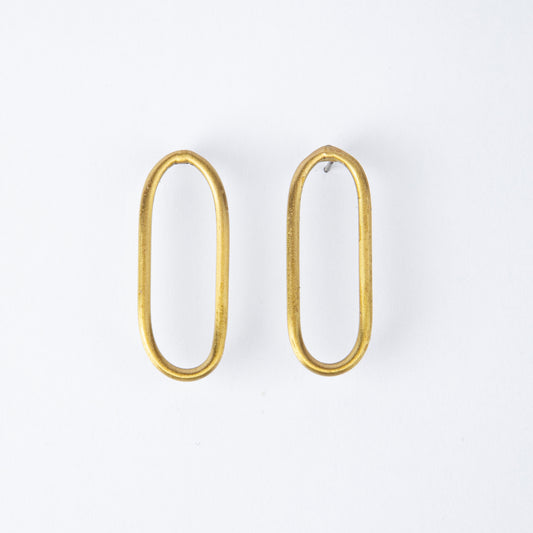 BRASS OVAL EARRINGS