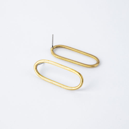 BRASS OVAL EARRINGS
