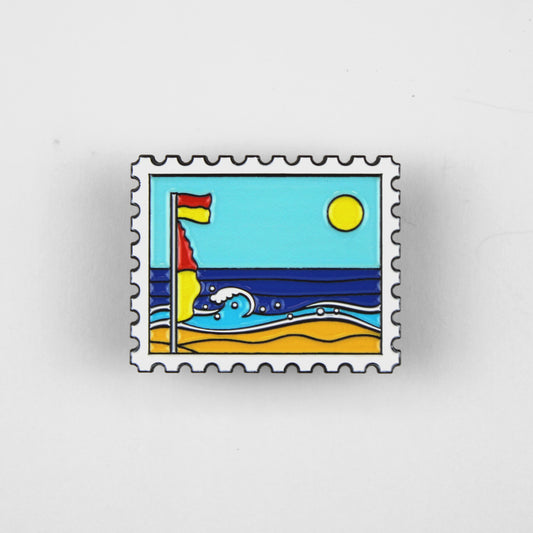 BEACH STAMP ENAMEL BADGE